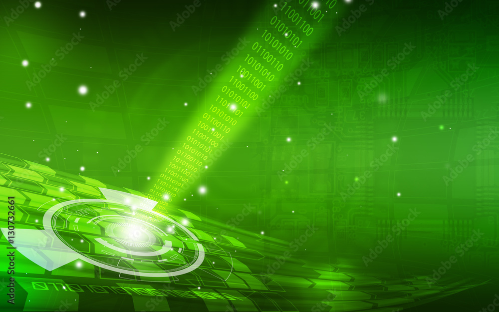 Wall mural green technology background and abstract digital tech circle.copy space.