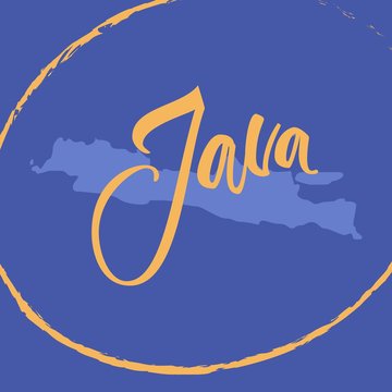 Indonesian lettering: Java. vector bahasa words. Hand-lettering and island