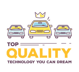 Vector creative illustration of three cars with header typograph