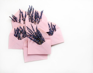 Pink envelops with flowers