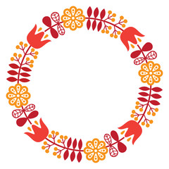 Finnish inspired round folk art pattern - Nordic, Scandinavian style