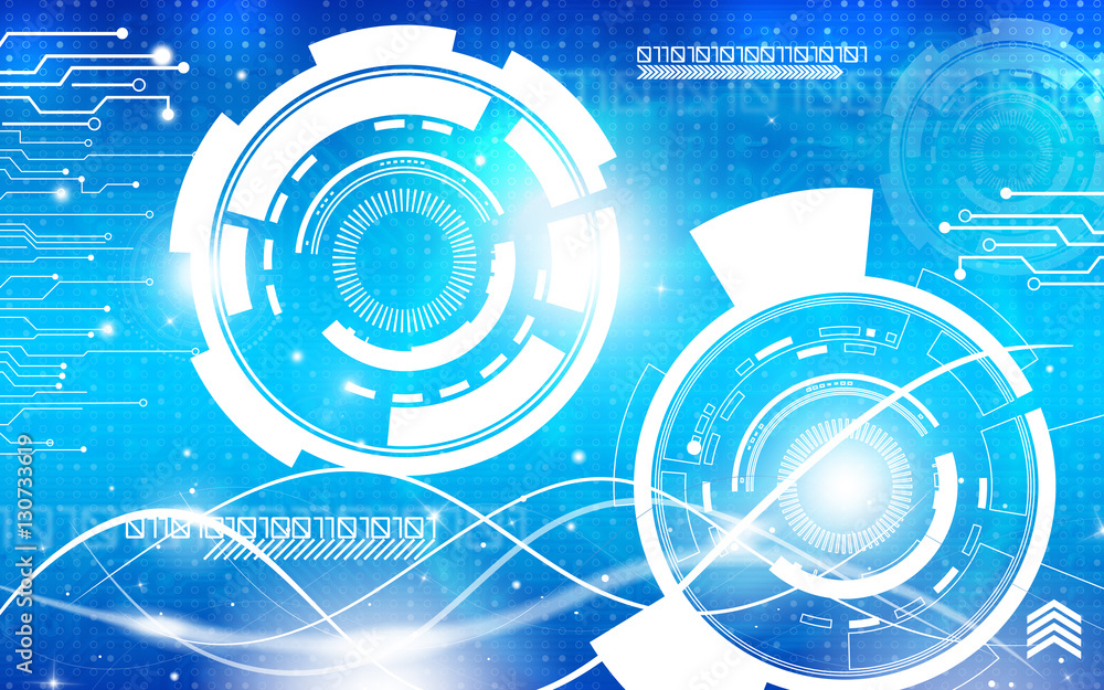 Wall mural blue technology background and abstract digital tech circle.copy space.