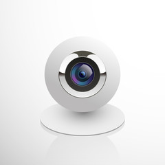 Realistic computer web cam isolated on white, vector illustration