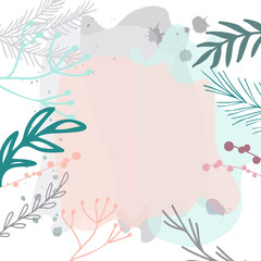 Fototapeta na wymiar Floral universal background with hand drawn elements in pastel