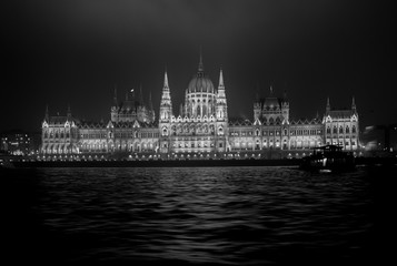 Budapest parliament by night (Black and White)