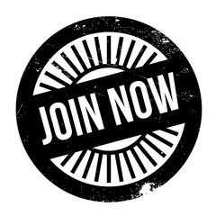 Join now stamp. Grunge design with dust scratches. Effects can be easily removed for a clean, crisp look. Color is easily changed.