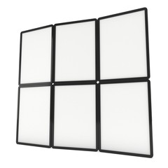 Blank Fold Up Banner Stands. Trade show booth white and blank. 3d render illustration isolated on white background. Template mockup for your design.