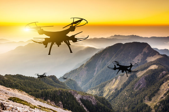 drone flight in mountain