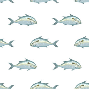 Seafood product Indian mackerel seamless pattern
