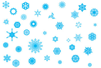 Crystallized, ornate snowflakes and snow flowers collection for Christmas in wintertime