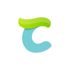 C letter logo with green leaf.