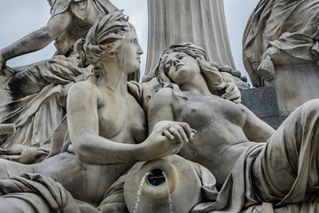 Pallas Athena fountain near Parliament Building. Vienna, Austria
