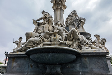 Pallas Athena fountain near Parliament Building. Vienna, Austria