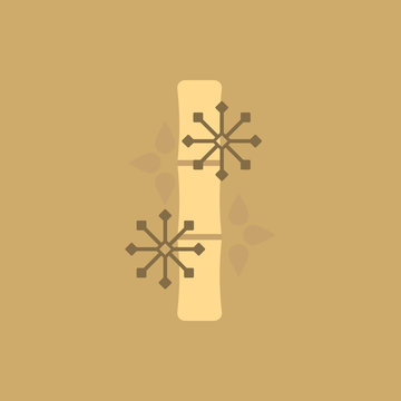Chinese bamboo Vector illustration of bamboo and snowflakes in flat style