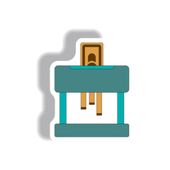 Paper Shredding Machine Vector illustration in paper sticker style of financial voucher destruction