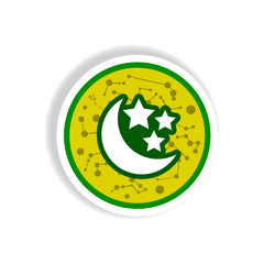 stylish icon in paper sticker style moon and stars