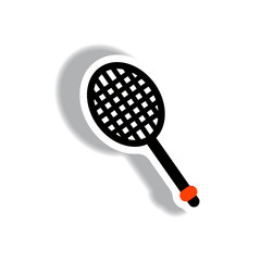 racquet stylish icon in paper sticker style tennis racquet