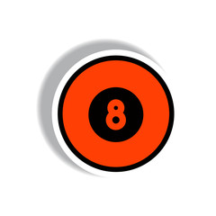 Billiards 8-ball pool stylish icon in paper sticker style billiard ball