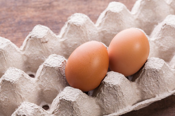 Eggs in paper tray