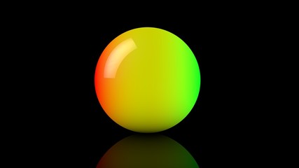 Big rainbow Neon glass sphere with transparent glares