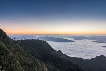 
Sunrise, morning fog and the mountain,Phu Chi Dao