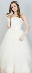 bride on white background. dress