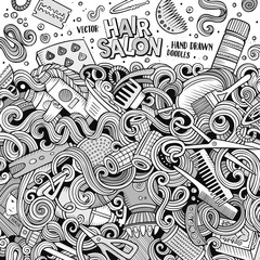 Cartoon cute doodles Hair salon frame design