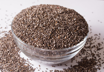 Chia seeds on white background
