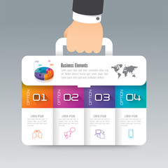Business suitcase infographic design vector and marketing icons can be used for workflow layout, diagram, annual report, web design. Business concept with 4 options, steps or processes.