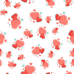 Seamless pattern with cute and chic hearts on white background for scrapbook paper design