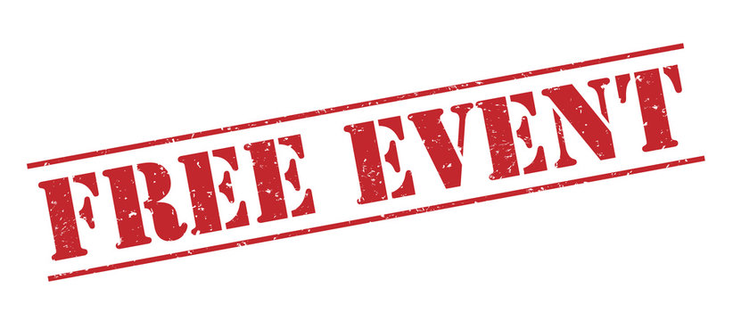 free event red stamp on white background