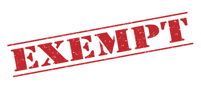 exempt red stamp on white background