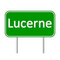 Lucerne road sign isolated on white background.