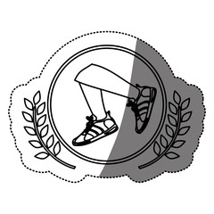 Running shoes icon. Healthy lifestyle fitness gym and bodybuilding theme. Isolated design. Vector illustration