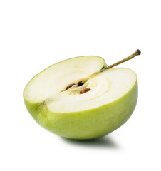 Half of Green apple isolated on a white background