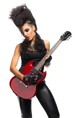 Fototapeta na wymiar Young woman hard rock artist