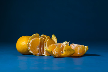 tangerines on a blue background