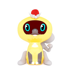 3d character waving from behind an owl mascot