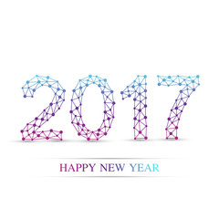 Text design Christmas and Happy new year 2017. Connected lines with dots. Lines plexus. Scientific cybernetic vector illustration.