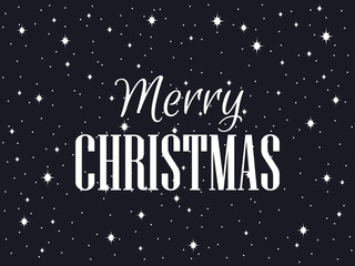 Fototapeta premium Merry Christmas. Black background with snowflakes and stars. Vector illustration.