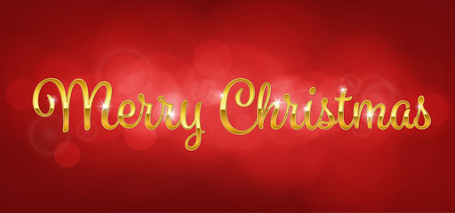 Merry Christmas over red bokeh background