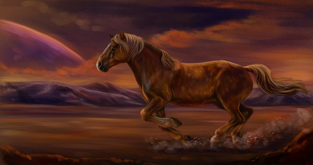Plakat конь на Марсе