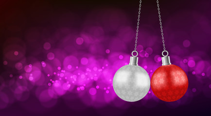 Fototapeta premium christmas ball on purple bokeh background