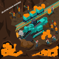 Blockchain Mining Isometric Concept
