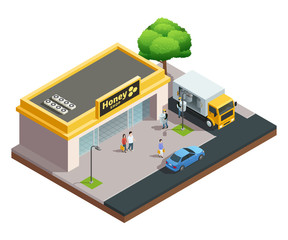 Honey Shop Isometric Composition