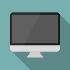 Computer monitor in a flat design with long shadow