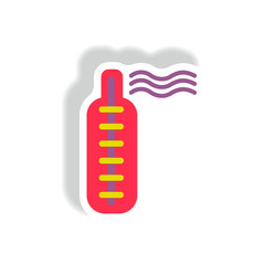 thermometer Vector paper sticker various symptoms of Zika high body temperature