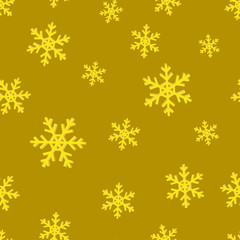 Gold snowflakes. Golden seamless background