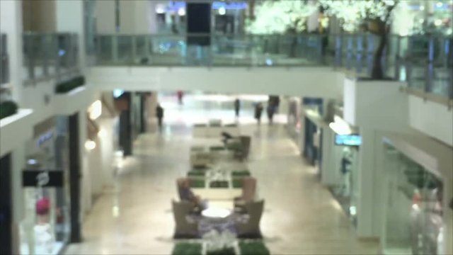 Blurred background footage of shopping mall