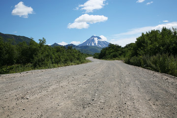 The road to volcano Viluchinsky in Kamchatka